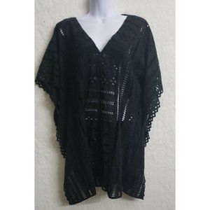 Black Coverup Top LARGE CREMIEUX  bold Eyelet Classy nwot